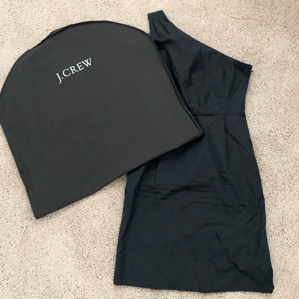 J. Crew Black Pleated One-Shoulder Dress Size 6